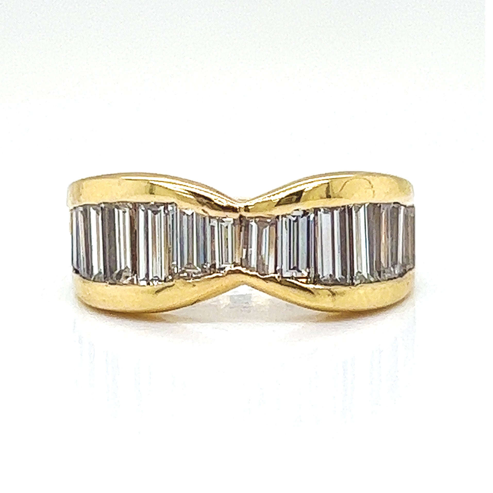 Natural Baguette Diamond Band Ring, in Yellow Gold