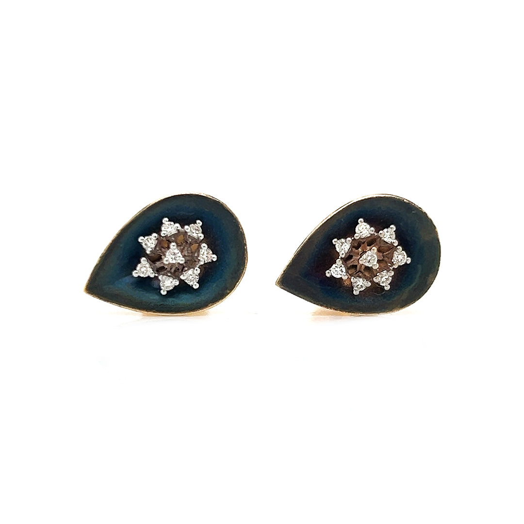 Natural Diamond Leaf-Shaped Cocktail Earrings, in Yellow Gold