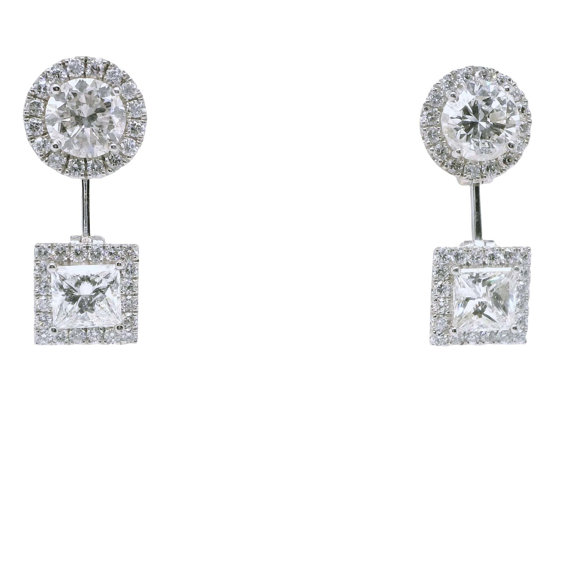 6.63 ct.t.w. Natural Diamond Halo Cocktail Earrings, in White Gold