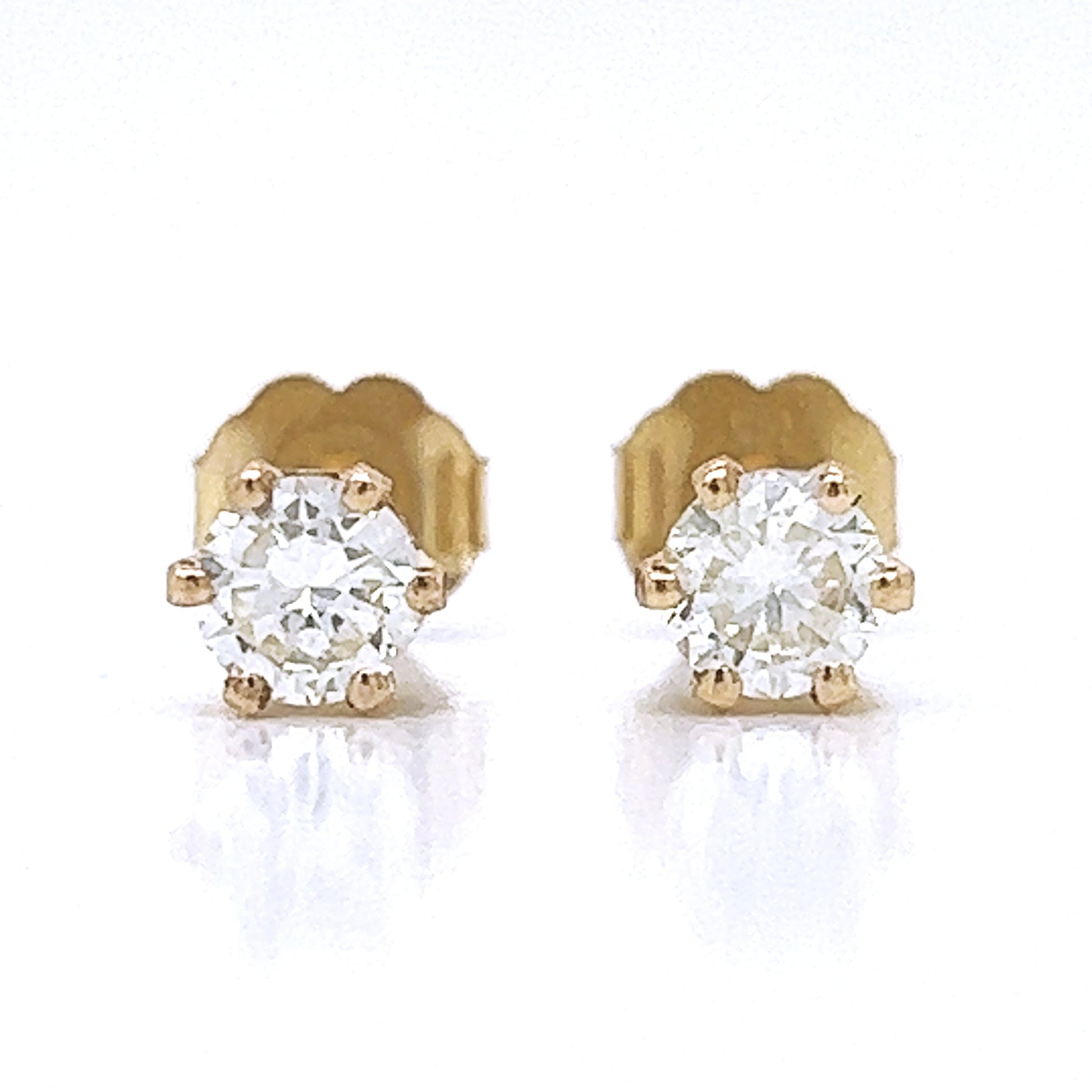 Natural Diamond Stud Earrings, in Yellow Gold - Pre-owned
