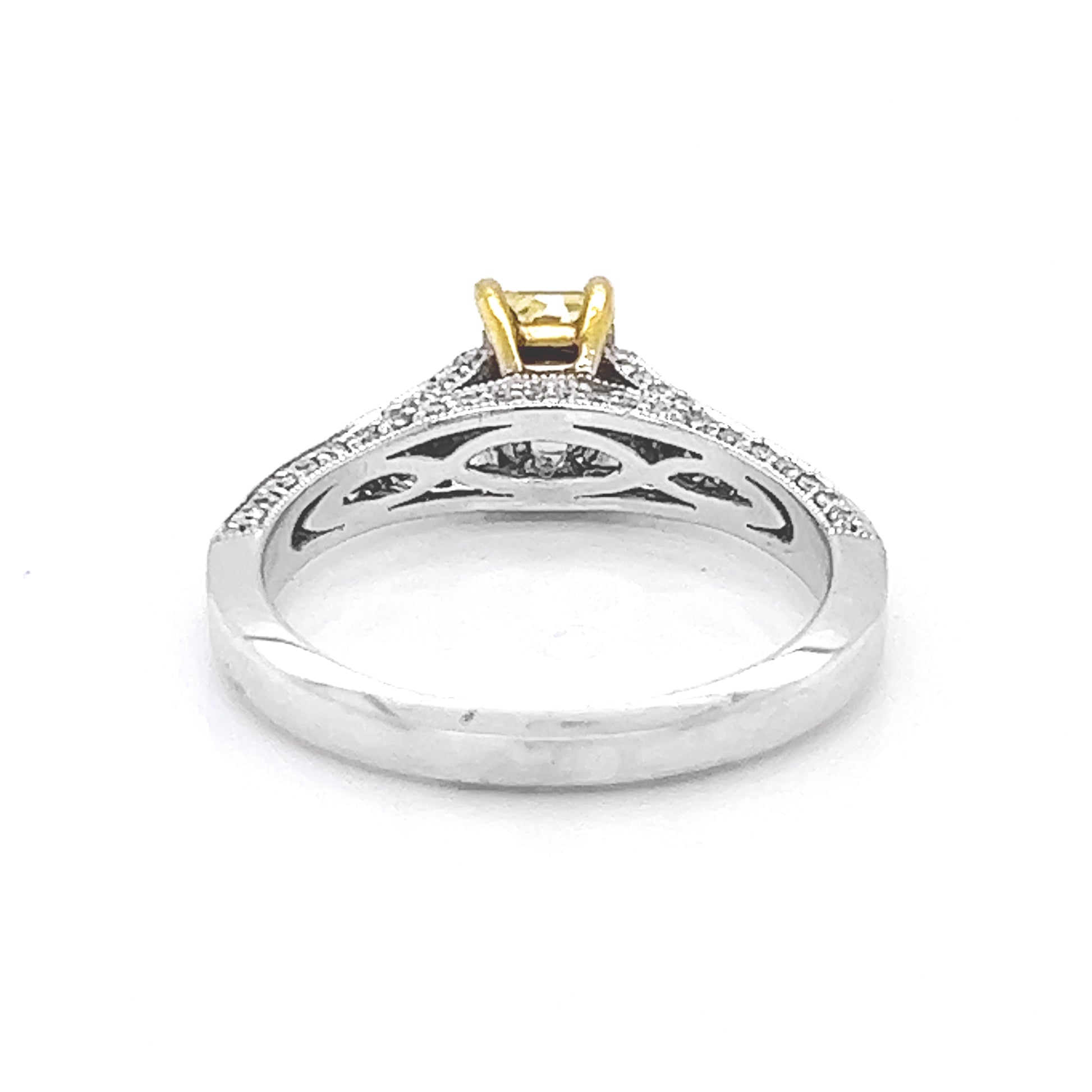 Natural Radiant Fancy Yellow Diamond Bridal Ring, in White Gold