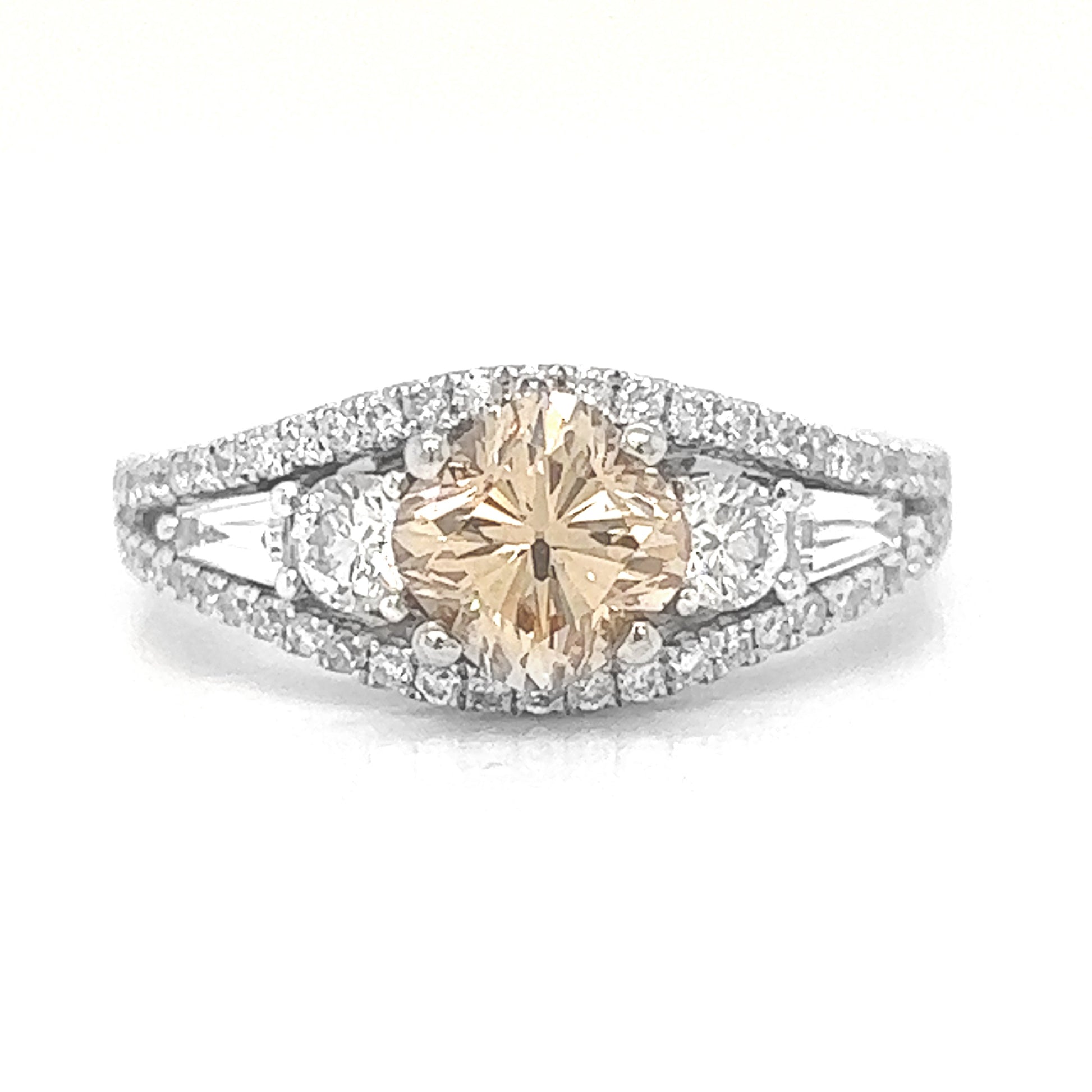 Natural Fancy Yellow Diamond Cocktail Art Deco Ring, in White Gold