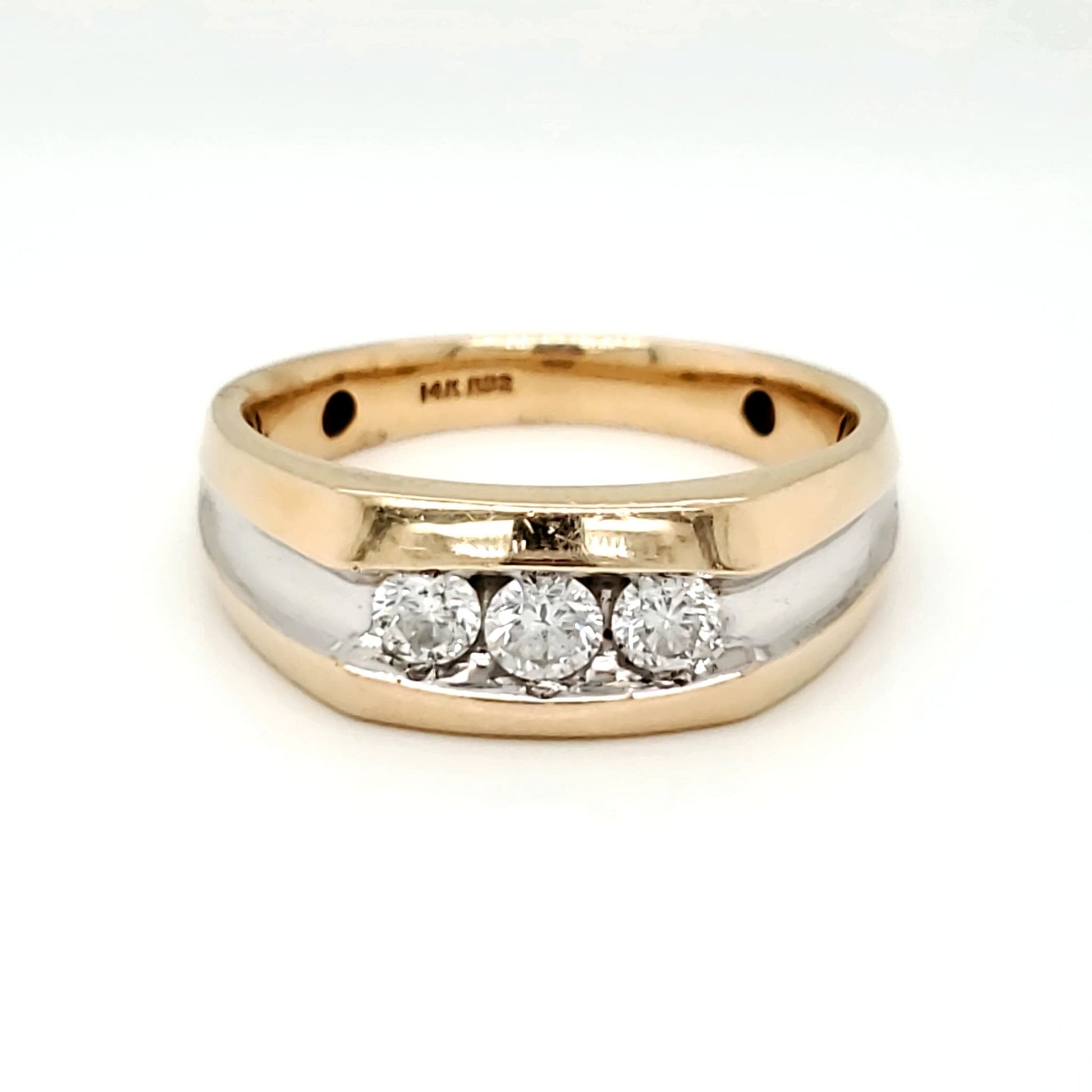 Natural Diamond Men's Classic Band Ring, in White Gold - Pre-owned