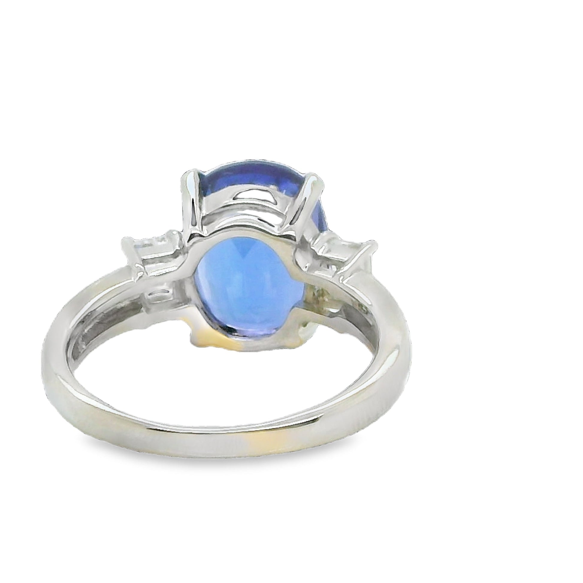 Natural Tanzanite and Diamond 3 Stone Platinum Ring - Pre-owned