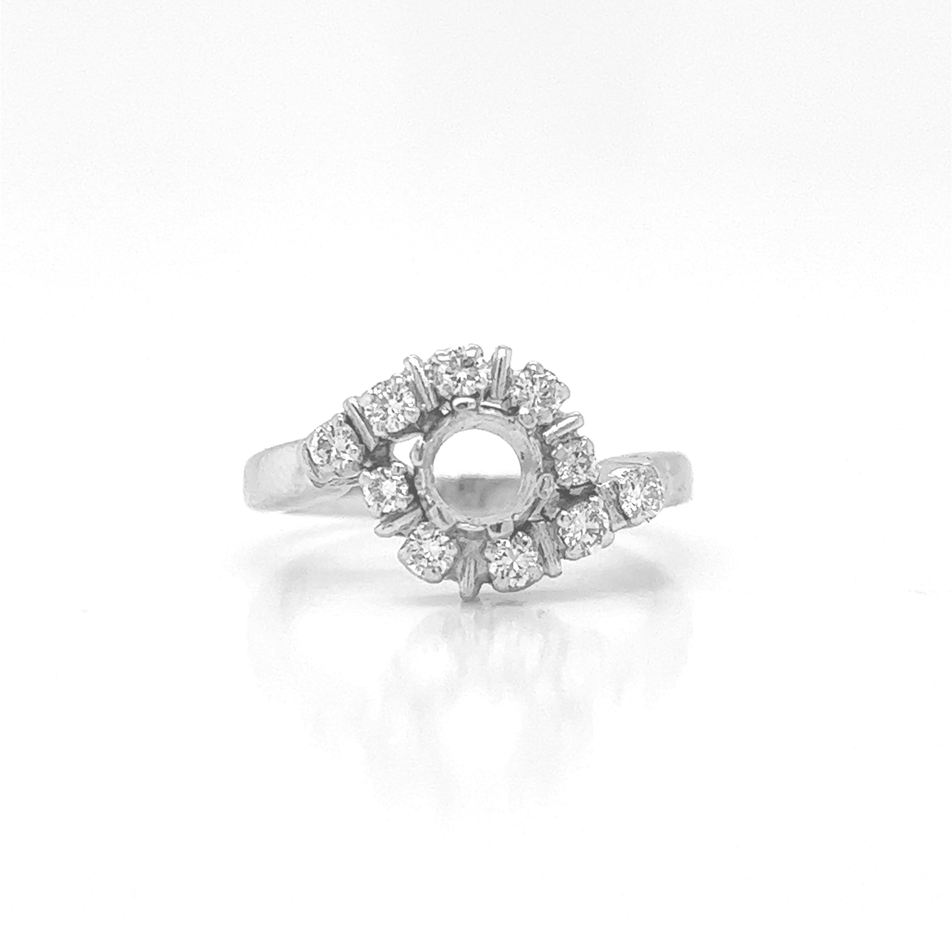 Natural Mined Round Diamond Halo Ring White Gold
