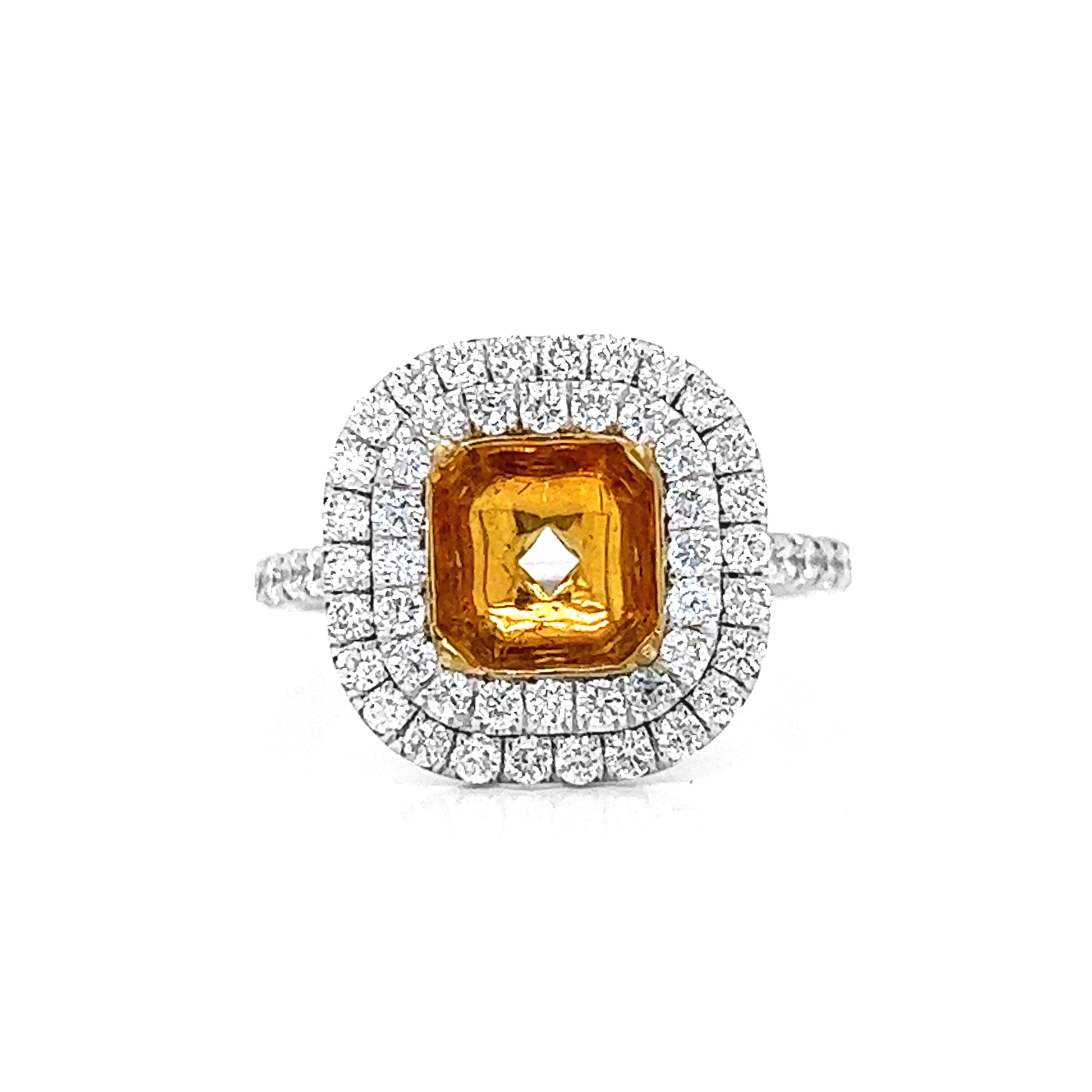 Semi-Mount Fits 7.0mm with Natural Diamond Double Halo Bridal Ring, in White Gold
