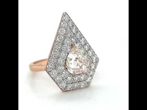 Natural Rose Cut Diamond Halo Cocktail Ring, in Rose Gold