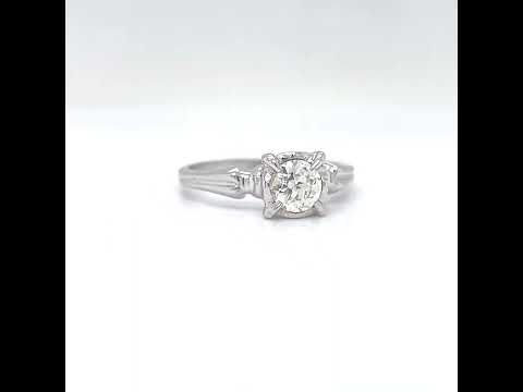 Natural Old European Cut Diamond Bridal Solitaire Ring, in  White Gold - Pre-owned