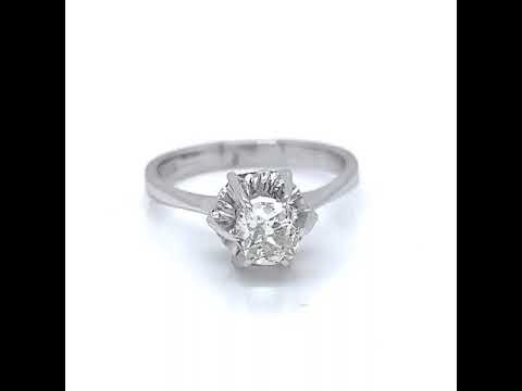 Vintage Natural Old Cut Diamond Solitaire Ring, in White Gold