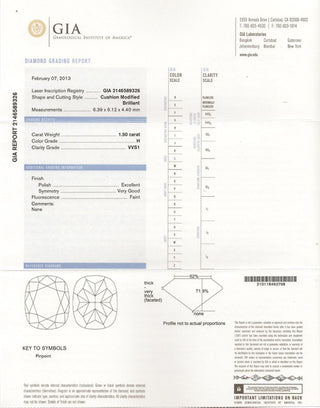 1.5 ct Diamond Cushion Cut H VS1 (NON CERT) 2146589320