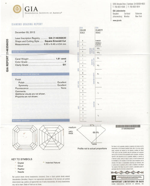 1.81 ct Diamond Asscher Cut F SI1 (GIA) 2146356620