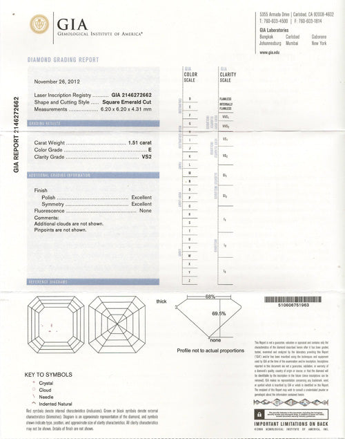 1.51 ct Diamond Asscher Cut E VS2 (GIA) 2146272662