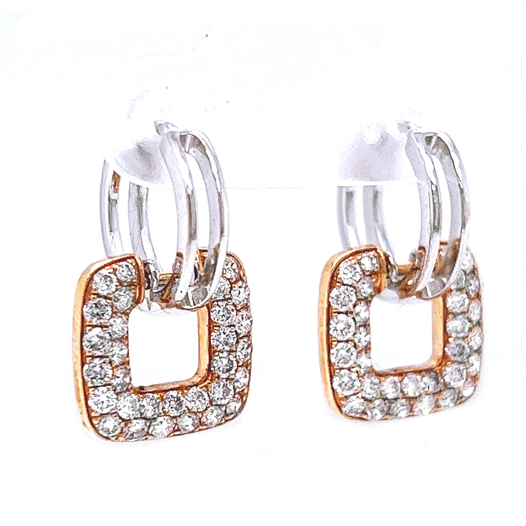 Natural Round Fancy Light Pink Diamond Cocktail Earrings Two-Tone Gold