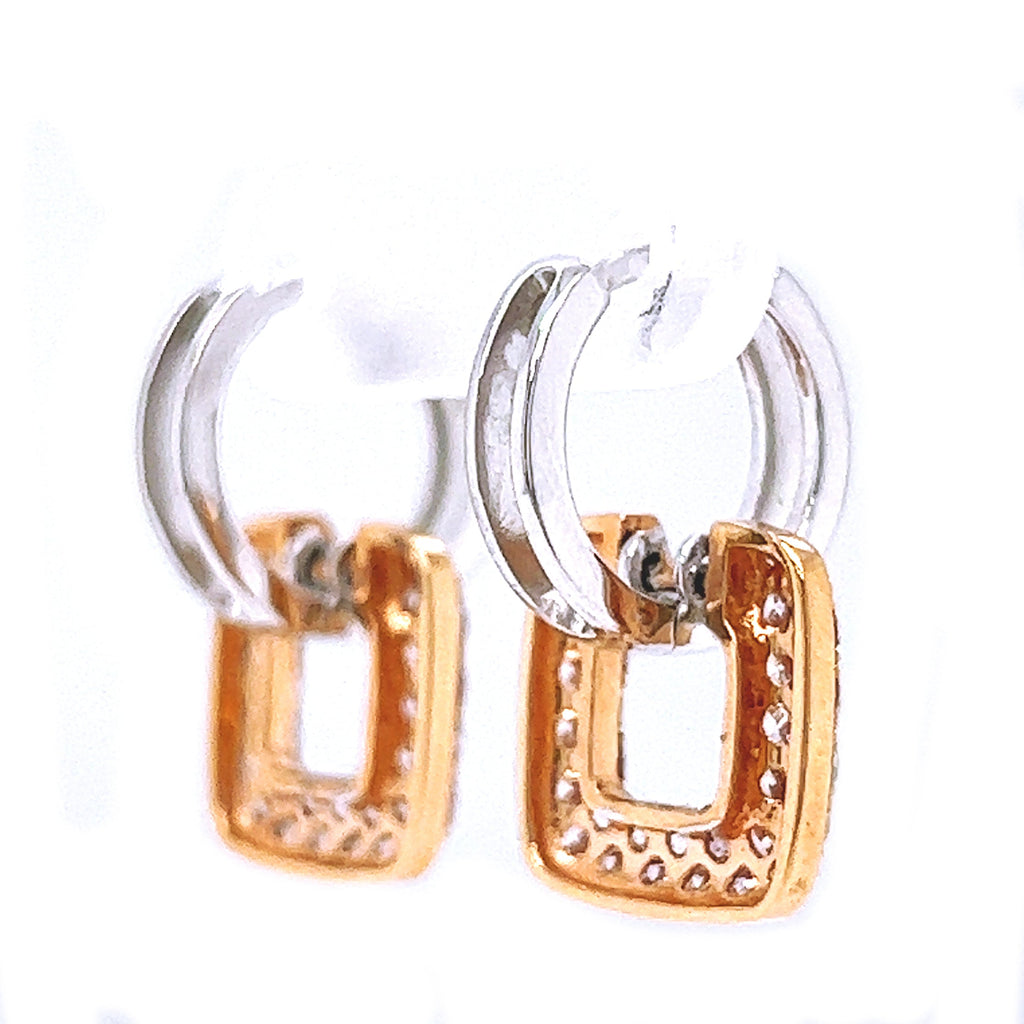 Natural Round Fancy Light Pink Diamond Cocktail Earrings Two-Tone Gold