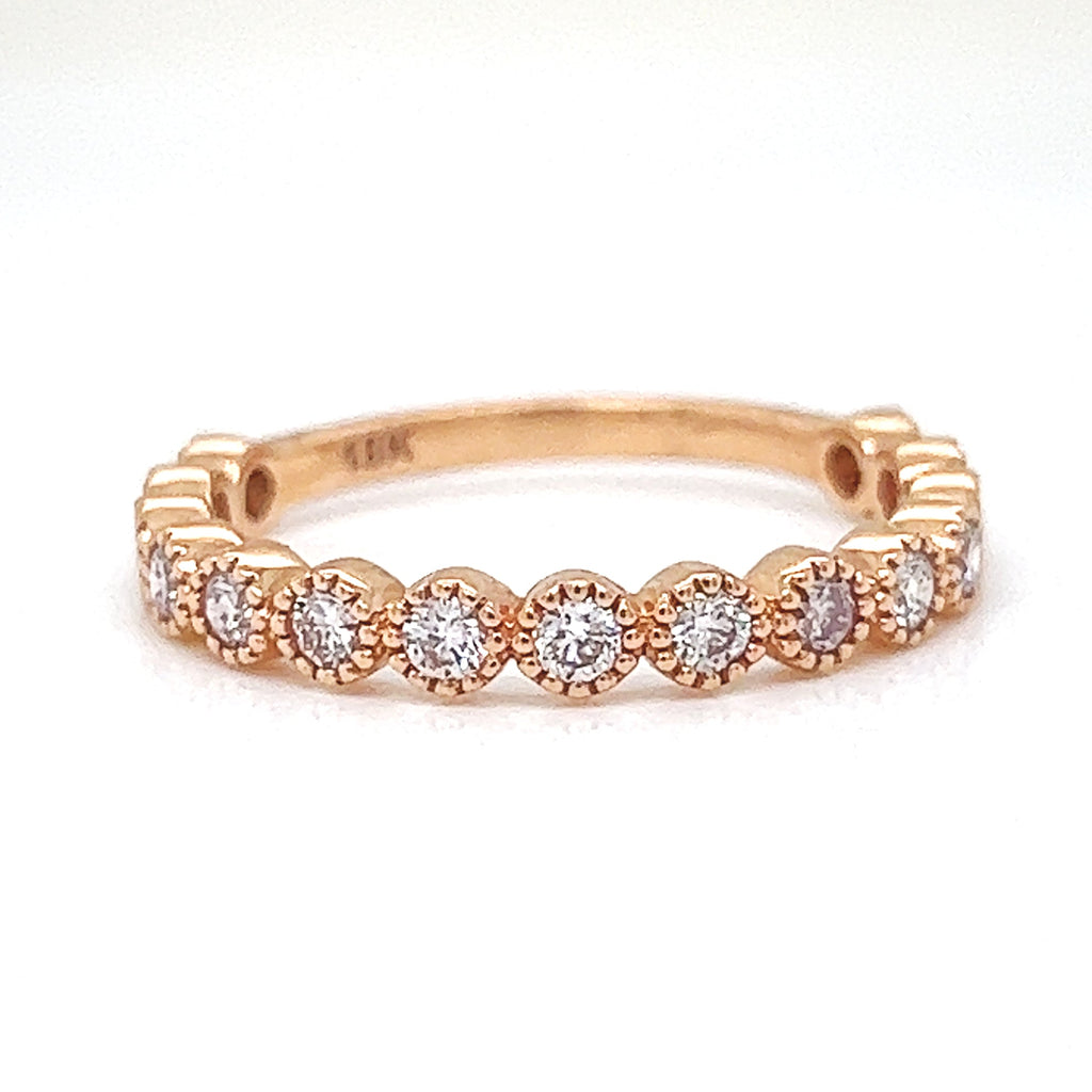 Natural Fancy Light Pink Diamond Milgrain Beaded Ring, in Rose Gold