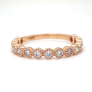 Natural Mined Fancy Light Pink Diamond Milgrain Beaded Ring Rose Gold