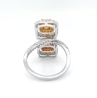 Natural Fancy Yellow and Pink Diamond Cocktail Ring, in White Gold