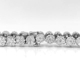 Natural Mined Round Diamond Floral Cocktail Bracelet White Gold