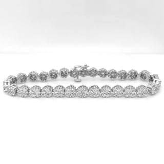 Natural Mined Round Diamond Floral Cocktail Bracelet White Gold