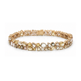 Natural Rose Cut Diamond Art Deco Cocktail Bracelet, in Yellow Gold