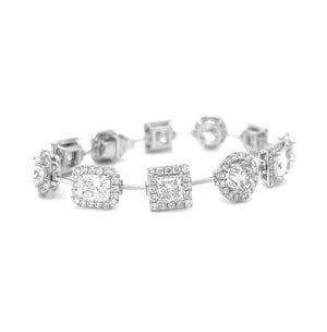 Natural Diamond Mixed-Shaped Halo Link Bracelet GIA EGL Certified