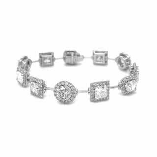 Natural Mined Diamond Mixed-Shaped Halo Link Bracelet GIA EGL Certified