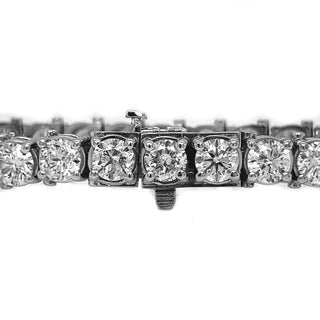 19 Carat Natural Mined Round Cut Diamond Tennis Bracelet White Gold