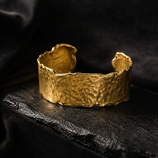 Solid Bangle Cocktail Cuff Unisex Solid 14KT Yellow Gold