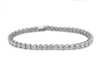 10.15 ct. t.w. Natural Diamond Heart Shaped Tennis Bracelet, in White Gold