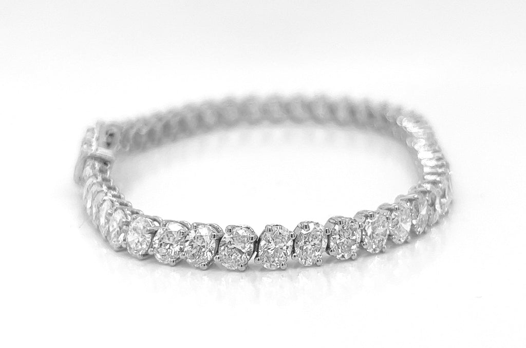 12.26 ct. t.w. Natural Diamond Oval Cut Tennis Bracelet, in White Gold