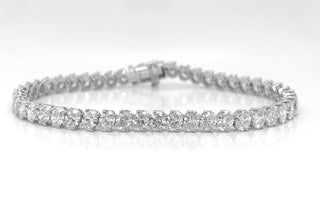 Natural Mined Diamond Oval Cut Tennis Bracelet White Gold