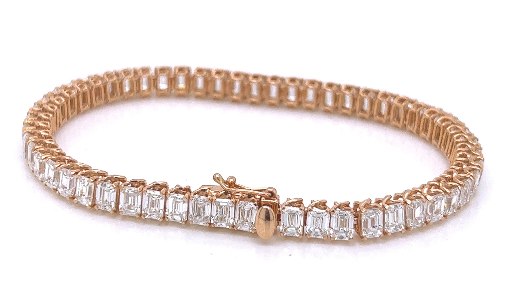 14.87 ct. t.w. Natural Emerald Cut Diamond Tennis Bracelet, in Rose Gold