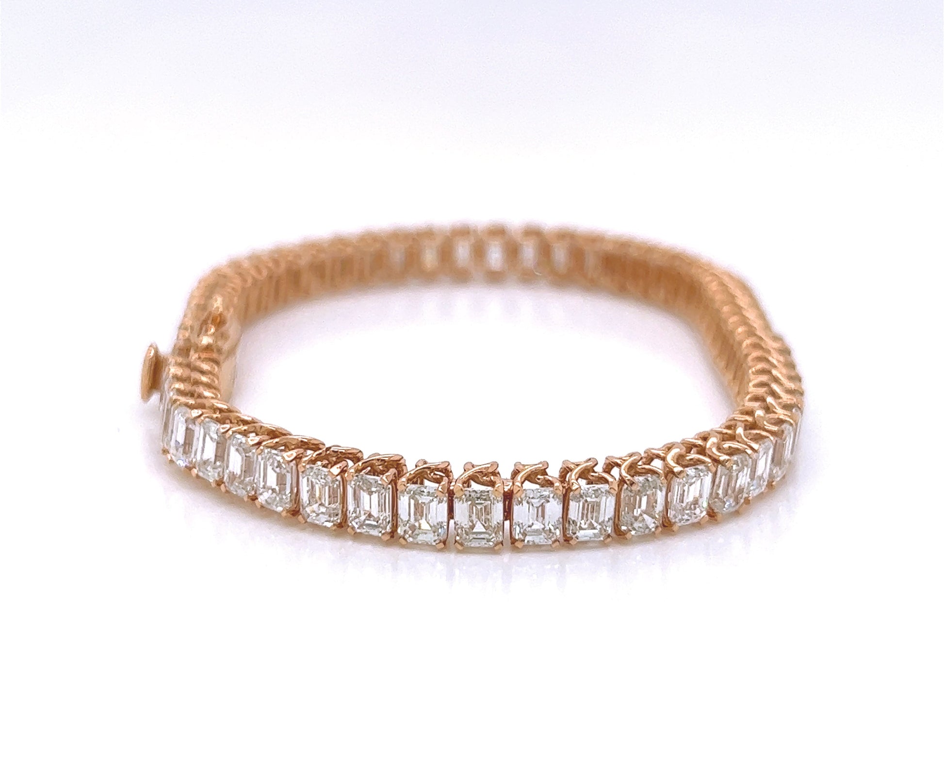 14.87 ct. t.w. Natural Emerald Cut Diamond Tennis Bracelet, in Rose Gold