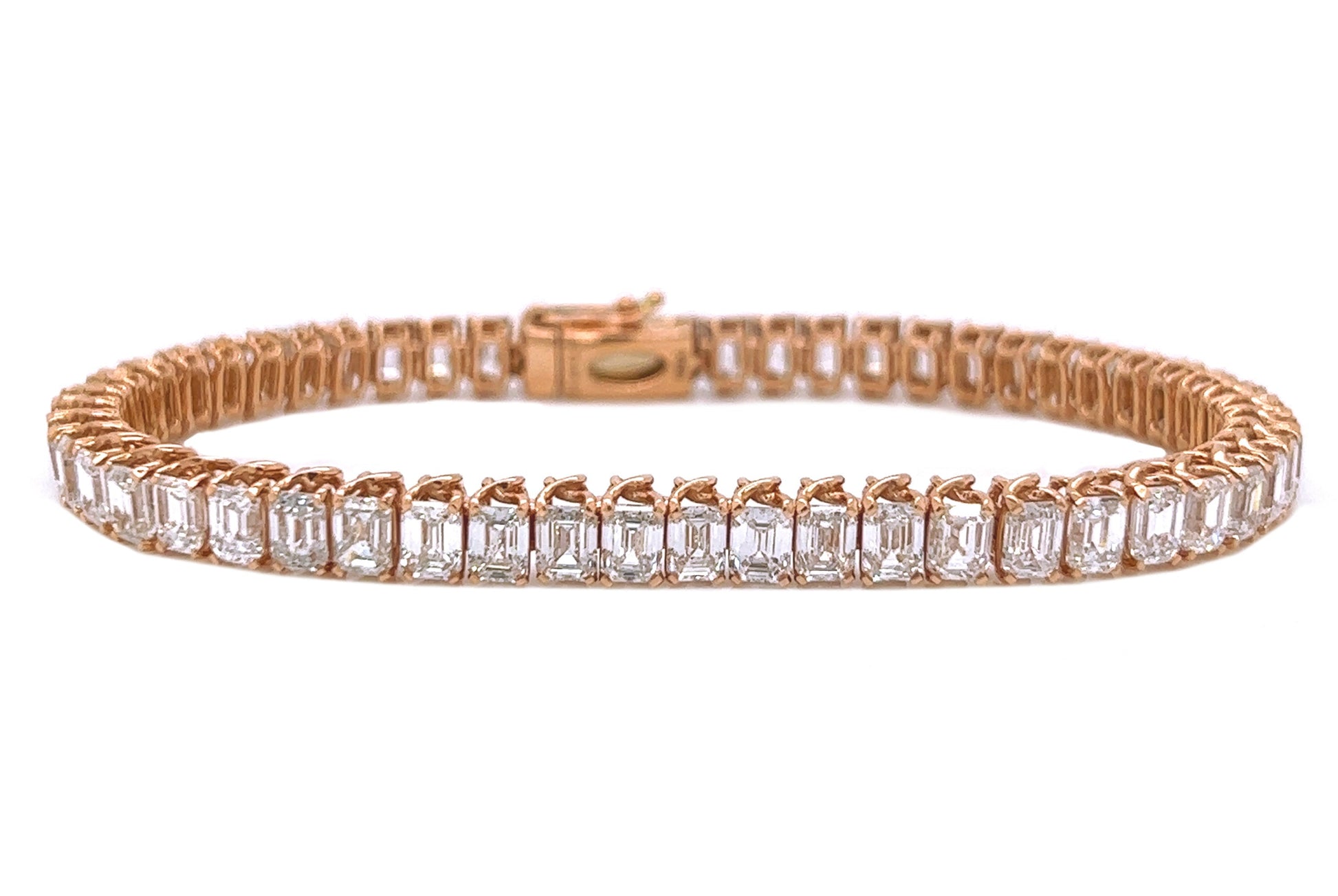 14.87 ct. t.w. Natural Emerald Cut Diamond Tennis Bracelet, in Rose Gold