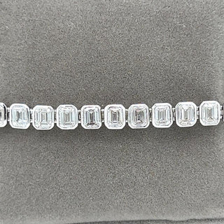 Natural Mined Emerald Cut Diamond Tennis Bracelet White Gold