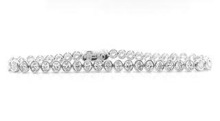 Natural Mined Oval Diamond Bezel Set Tennis Bracelet White Gold