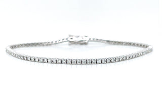 Natural Diamond Single Line Tennis Bracelet, in White Gold