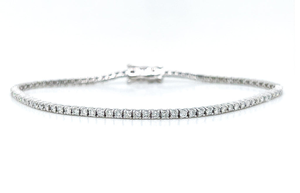 Natural Diamond Single Line Tennis Bracelet, in White Gold