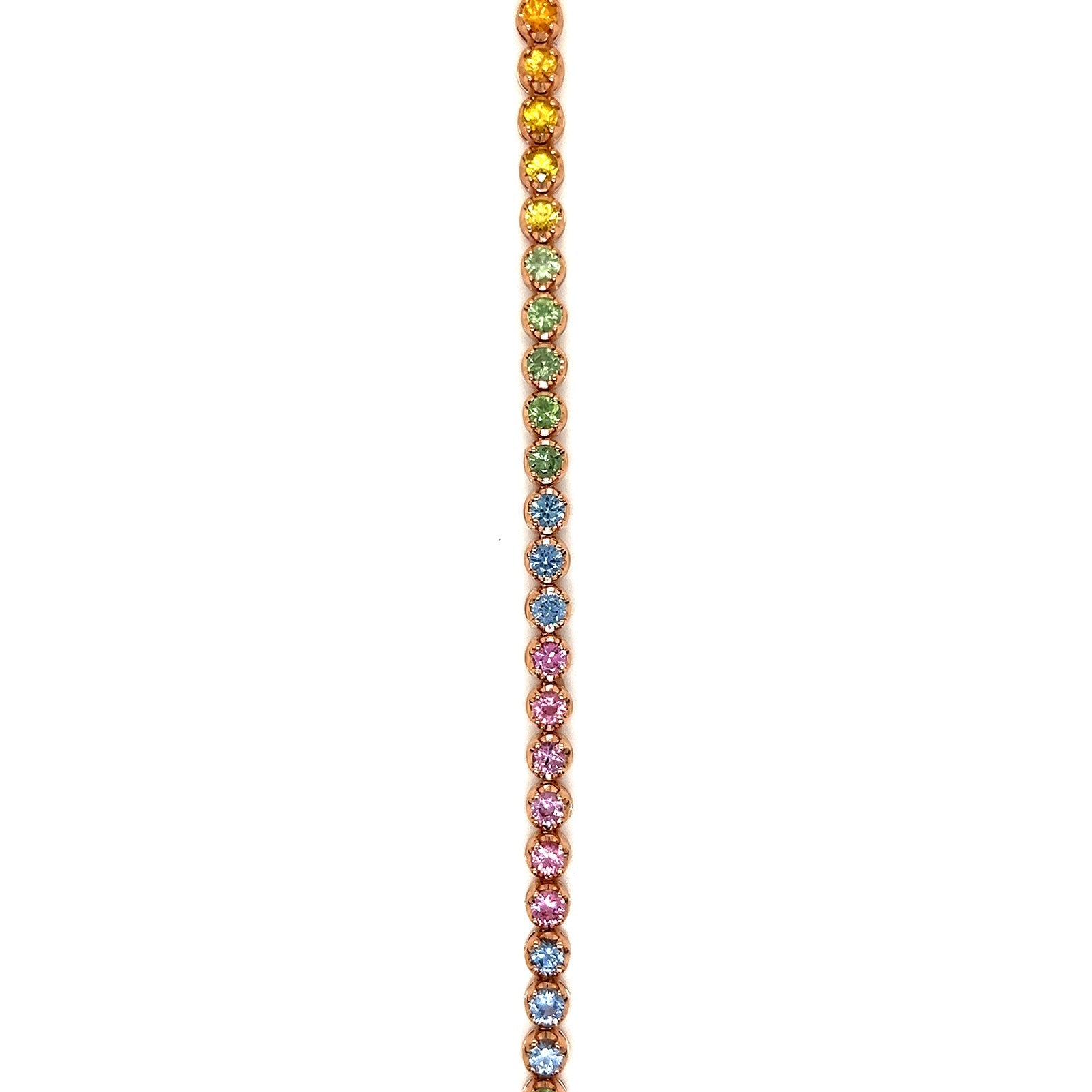 Natural Round Cut Multi-Color Sapphire Rainbow Bracelet, in Rose Gold