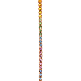 Natural Mined Round Cut Multi-Color Sapphire Rainbow Bracelet Rose Gold