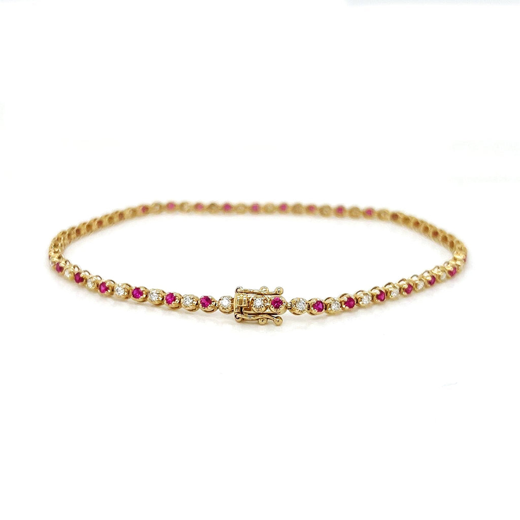 Natural Ruby and Diamond Bracelet, in Yellow Gold