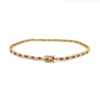 Natural Ruby and Diamond Bracelet, in Yellow Gold