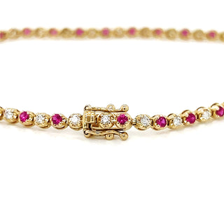 Natural Ruby and Diamond Bracelet, in Yellow Gold