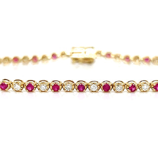 Natural Ruby and Diamond Bracelet, in Yellow Gold