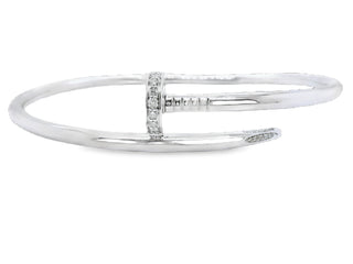 Nail Bangle with Natural Diamonds, in White Gold