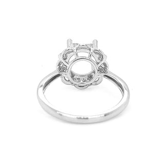 Natural Mined Round Diamond Semi-Mount Fits 7.5 mm Art Deco Halo Ring White Gold