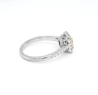 Natural Fancy Yellow Princess Cut Diamond Ring, in White Gol