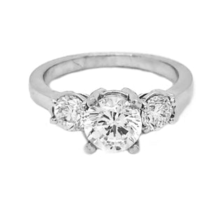 Natural Mine Round Diamond 3 Stone EGL Certified Platinum Ring