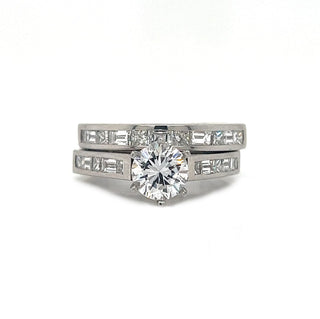 Natural Princess and Baguette Semi-Mount Bridal Band Ring in Platinum