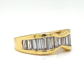Natural Mined Baguette Diamond Band Ring Yellow Gold